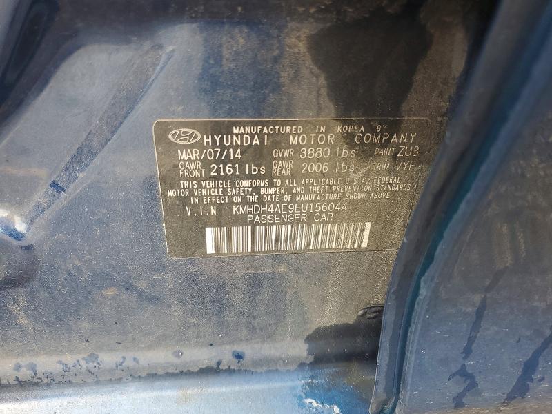 61887456 :رقم المزاد ، KMHDH4AE9EU156044 vin ، 2014 Hyundai Elantra مزاد بيع