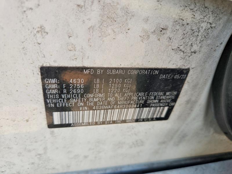 Продажа на аукционе авто 2024 Subaru Legacy, vin: 4S3BWAF64R3003441, номер лота: 59769706