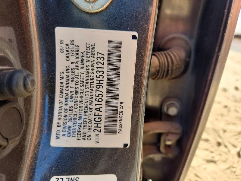 2009 Honda Civic მანქანა იყიდება აუქციონზე, vin: 2HGFA16579H531237, აუქციონის ნომერი: 60690846