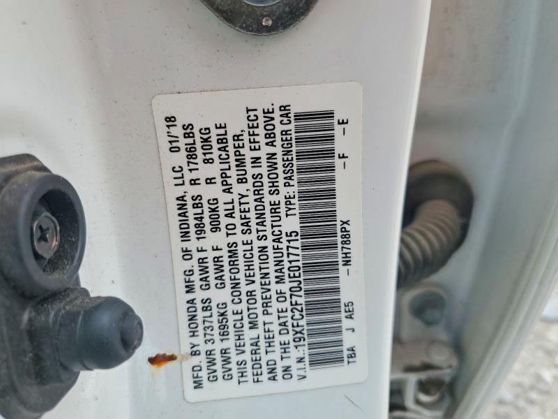 59960246 :رقم المزاد ، 19XFC2F70JE017715 vin ، 2018 Honda Civic مزاد بيع