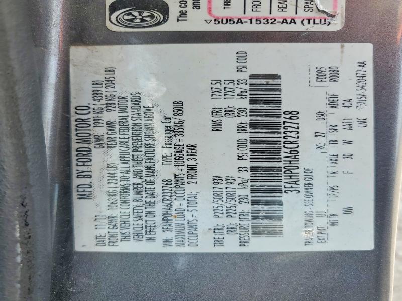 Aukcja sprzedaży 2012 Ford Fusion, vin: 3FAHP0HA6CR232768, numer aukcji: 60655856