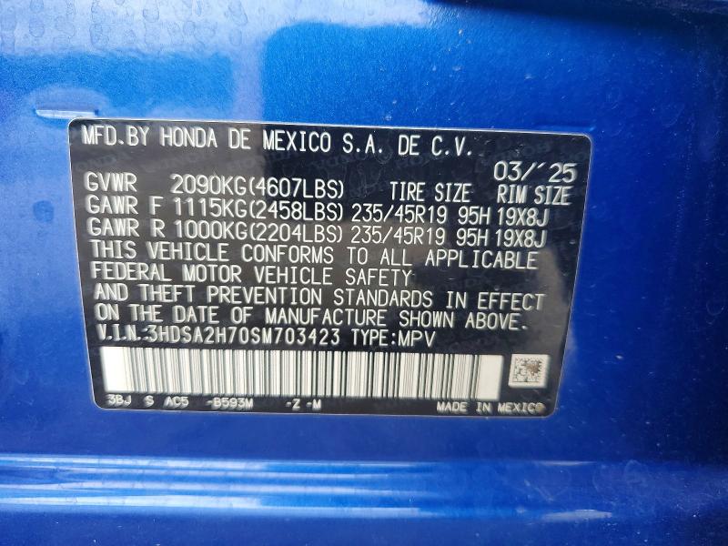 2025 Acura Adx მანქანა იყიდება აუქციონზე, vin: 3HDSA2H70SM703423, აუქციონის ნომერი: 61639406