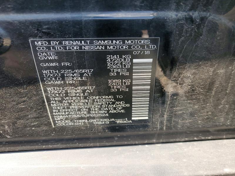 62935106 :رقم المزاد ، KNMAT2MV5JP612524 vin ، 2018 Nissan Rogue مزاد بيع