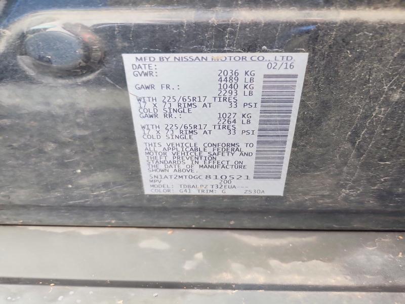 Продаж на аукціоні авто 2016 Nissan Rogue, vin: 5N1AT2MT0GC810521, номер лоту: 62496556