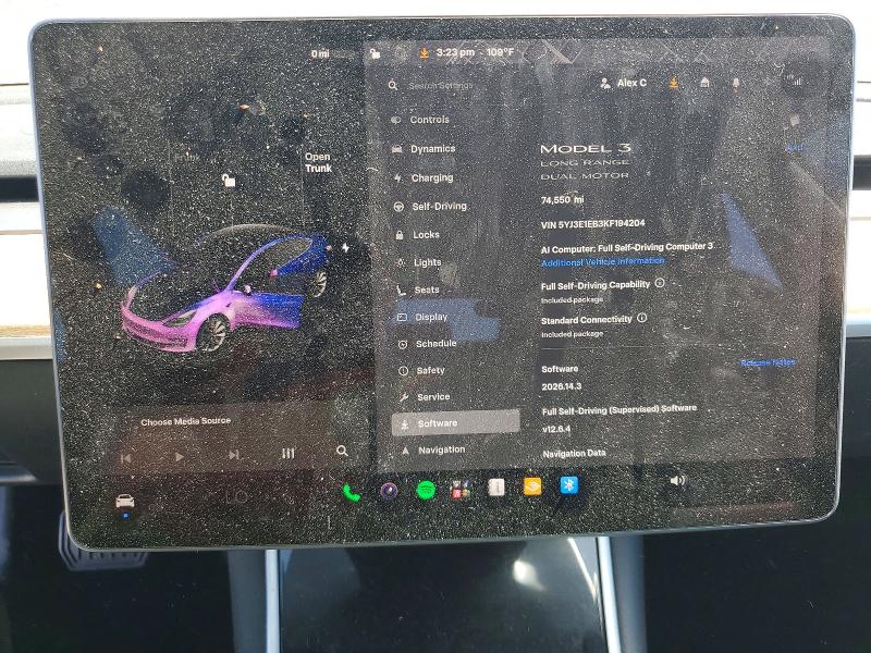 2019 Tesla Model 3 მანქანა იყიდება აუქციონზე, vin: 5YJ3E1EB3KF194204, აუქციონის ნომერი: 59317106