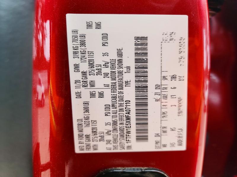 Aukcja sprzedaży 2021 Ford F150, vin: 1FTFW1E5XMFA07110, numer aukcji: 60287146