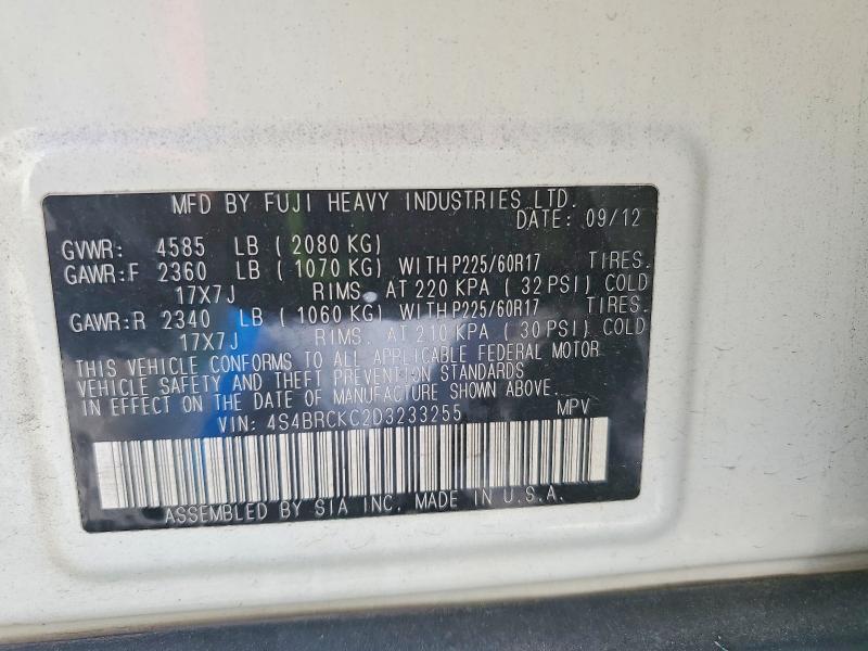 Aukcja sprzedaży 2013 Subaru Outback, vin: 4S4BRCKC2D3233255, numer aukcji: 61928386