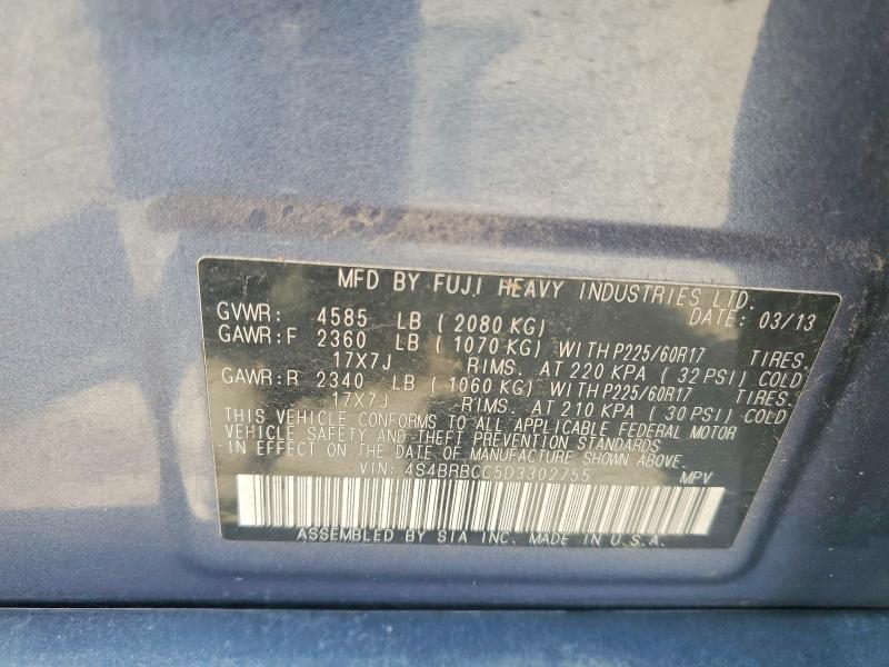 Aukcja sprzedaży 2013 Subaru Outback, vin: 4S4BRBCC5D3302755, numer aukcji: 61750786