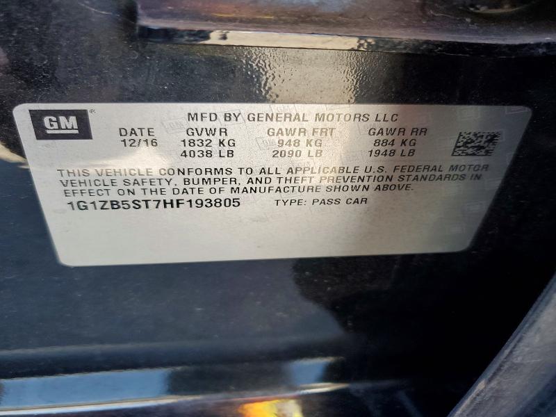 2017 Chevrolet Malibu მანქანა იყიდება აუქციონზე, vin: 1G1ZB5ST7HF193805, აუქციონის ნომერი: 63185446