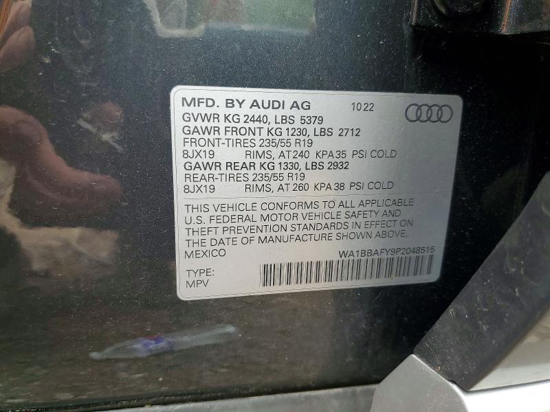 Aukcja sprzedaży 2023 Audi Q5, vin: WA1BBAFY9P2048515, numer aukcji: 61554536