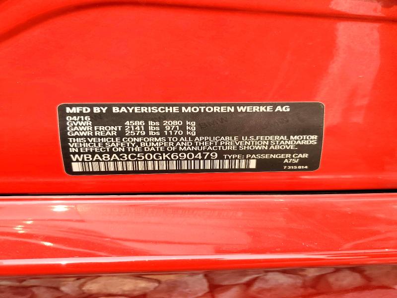 Aukcja sprzedaży 2016 Bmw 320, vin: WBA8A3C50GK690479, numer aukcji: 61249716