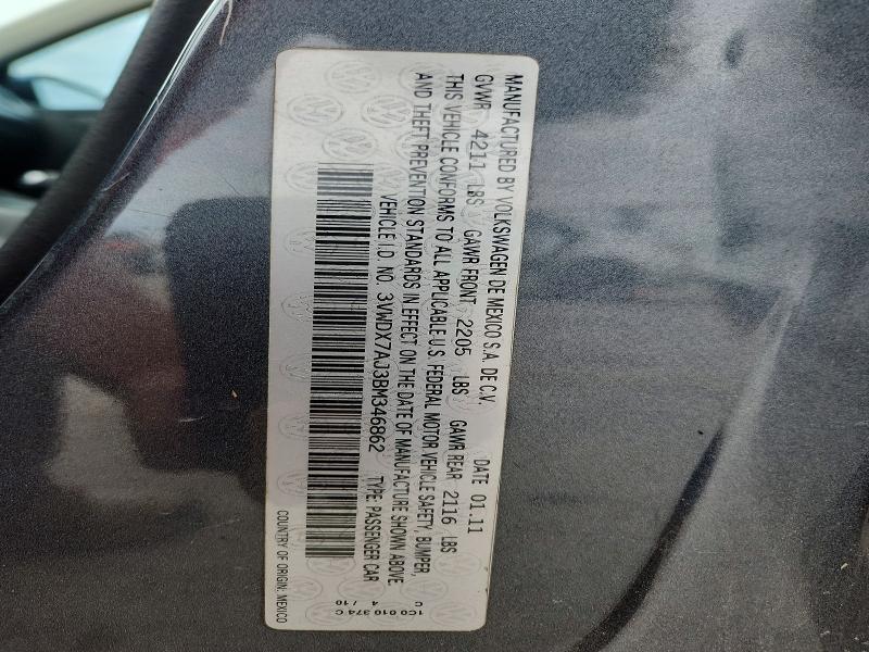 Продаж на аукціоні авто 2011 Volkswagen Jetta, vin: 3VWDX7AJ3BM346862, номер лоту: 62482106