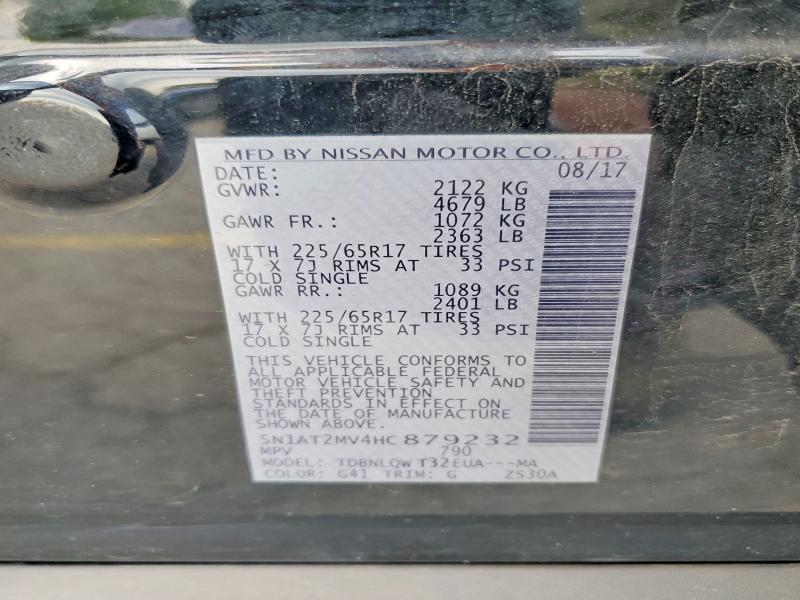 62600446 :رقم المزاد ، 5N1AT2MV4HC879232 vin ، 2017 Nissan Rogue مزاد بيع