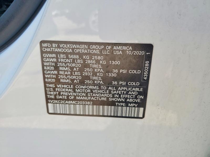 Продаж на аукціоні авто 2021 Volkswagen Atlas Cross Sport, vin: 1V2KC2CA8MC203382, номер лоту: 60605526
