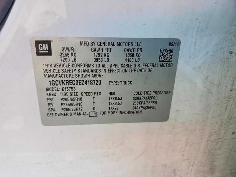 63221896 :رقم المزاد ، 1GCVKREC0EZ418729 vin ، 2014 Chevrolet Silverado مزاد بيع