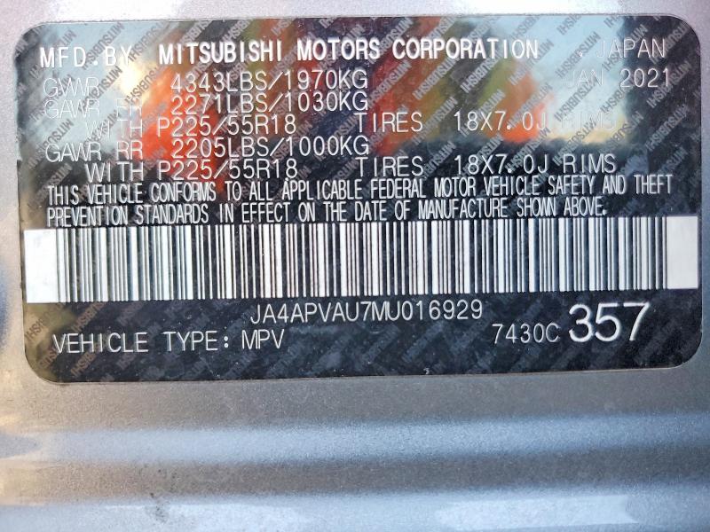 Aukcja sprzedaży 2021 Mitsubishi Outlander Sport, vin: JA4APVAU7MU016929, numer aukcji: 59602306