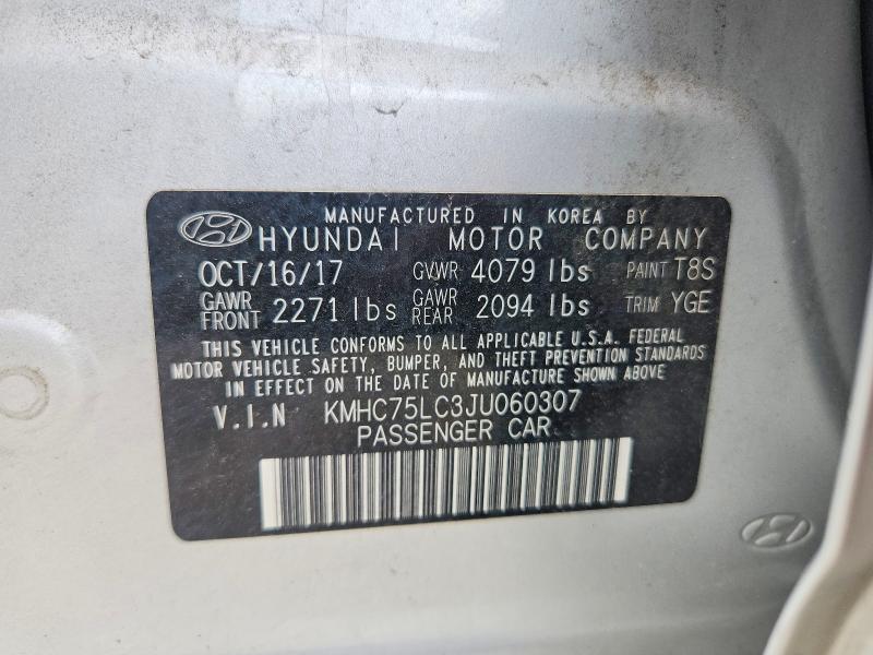 Продаж на аукціоні авто 2018 Hyundai Ioniq, vin: KMHC75LC3JU060307, номер лоту: 59769726