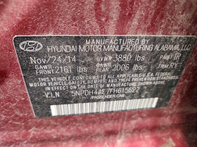 Продажа на аукционе авто 2015 Hyundai Elantra, vin: 5NPDH4AE7FH615622, номер лота: 60325636
