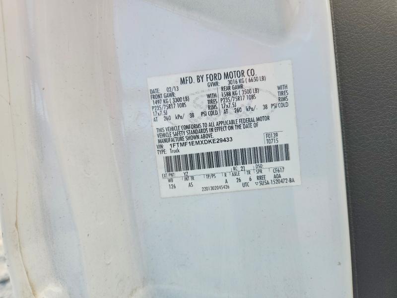 2013 Ford F150 მანქანა იყიდება აუქციონზე, vin: 1FTMF1EMXDKE29433, აუქციონის ნომერი: 61585026