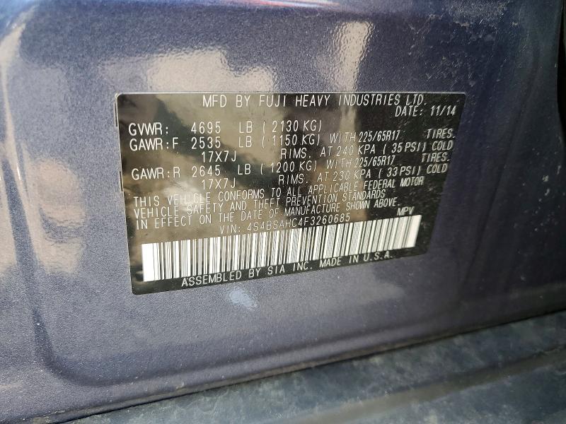 Продаж на аукціоні авто 2015 Subaru Outback, vin: 4S4BSAHC4F3260685, номер лоту: 61421876