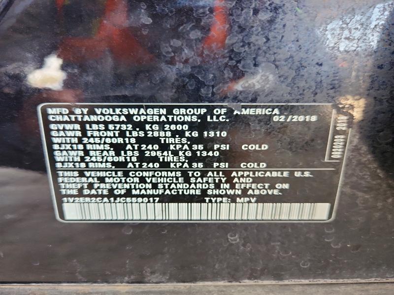 62505776 :رقم المزاد ، 1V2ER2CA1JC559017 vin ، 2018 Volkswagen Atlas مزاد بيع