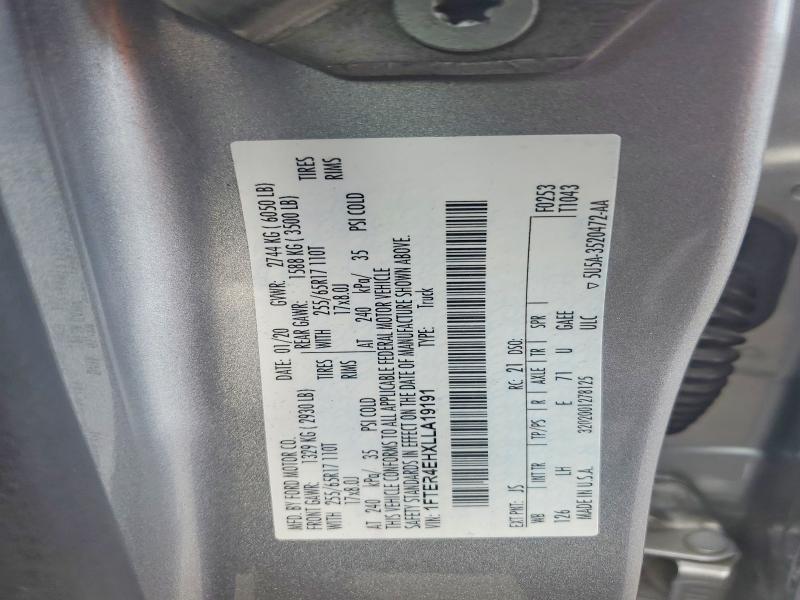 2020 Ford Ranger მანქანა იყიდება აუქციონზე, vin: 1FTER4EHXLLA19191, აუქციონის ნომერი: 60929666