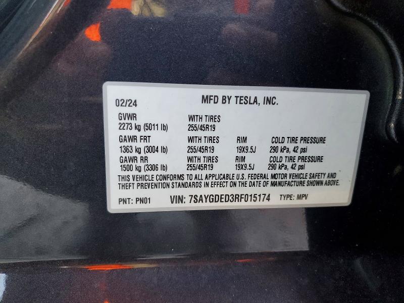 Продажа на аукционе авто 2024 Tesla Model Y, vin: 7SAYGDED3RF015174, номер лота: 60384186