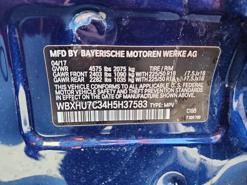 60294406 :رقم المزاد ، WBXHU7C34H5H37583 vin ، 2017 Bmw X1 مزاد بيع