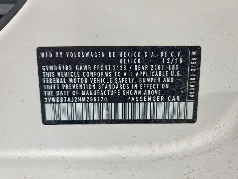 63173166 :رقم المزاد ، 3VWDB7AJ2HM295720 vin ، 2017 Volkswagen Jetta مزاد بيع