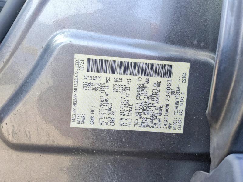 Продажа на аукционе авто 2021 Nissan Rogue, vin: 5N1AT3AA0MC734061, номер лота: 61720066
