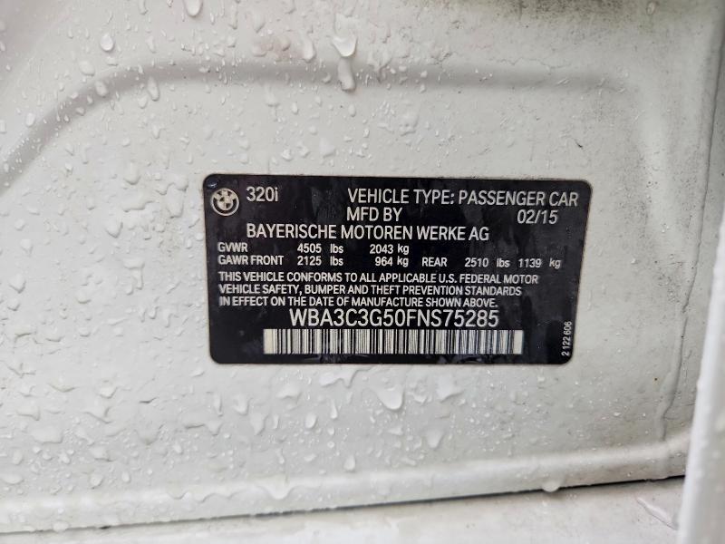 Aukcja sprzedaży 2015 Bmw 320, vin: WBA3C3G50FNS75285, numer aukcji: 60698886