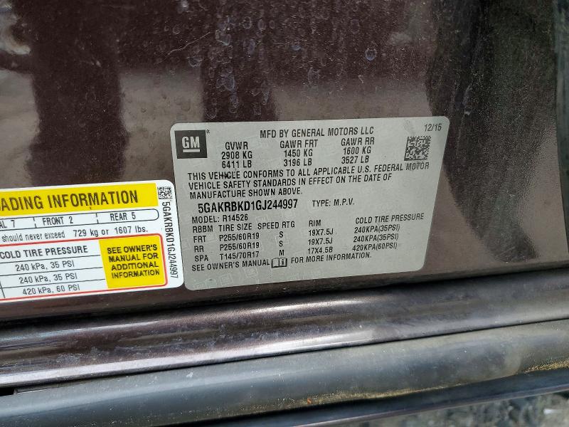 Aukcja sprzedaży 2016 Buick Enclave, vin: 5GAKRBKD1GJ244997, numer aukcji: 61535066
