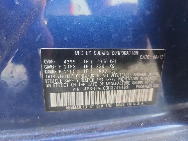 60203816 :رقم المزاد ، 4S3GTAL63H3745489 vin ، 2017 Subaru Impreza مزاد بيع