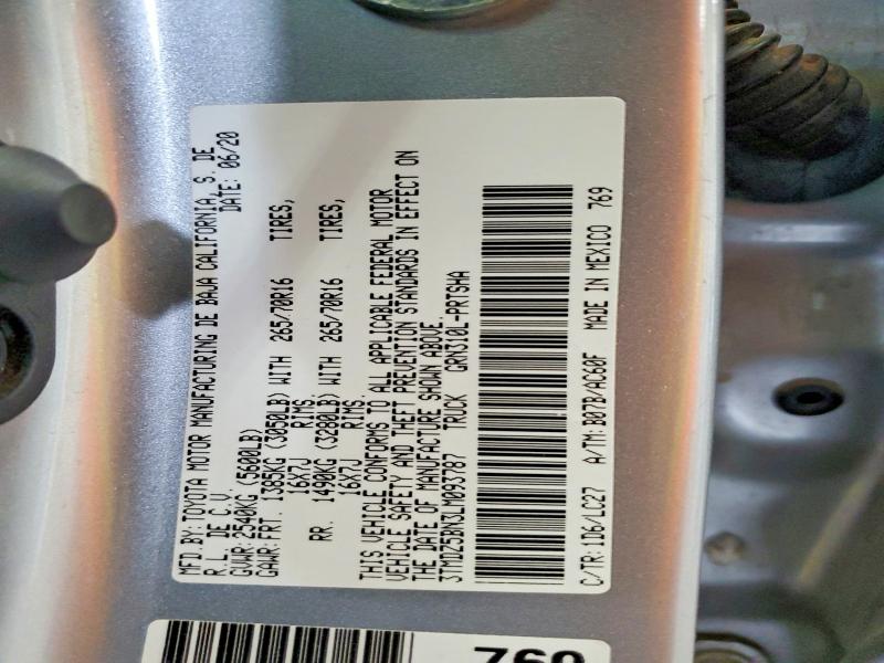 2020 Toyota Tacoma მანქანა იყიდება აუქციონზე, vin: 3TMDZ5BN3LM093787, აუქციონის ნომერი: 59884276