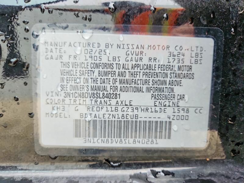 Aukcja sprzedaży 2025 Nissan Versa, vin: 3N1CN8DV8SL840281, numer aukcji: 61605636