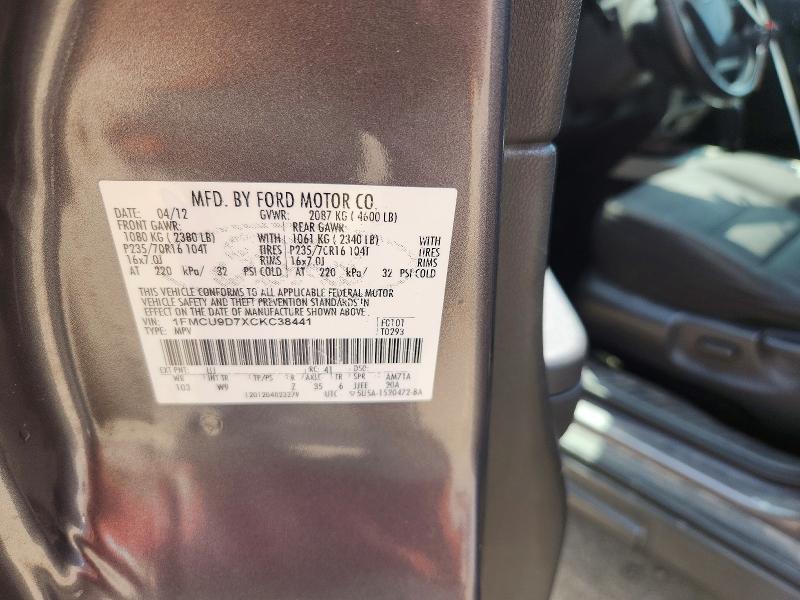 2012 Ford Escape მანქანა იყიდება აუქციონზე, vin: 1FMCU9D7XCKC38441, აუქციონის ნომერი: 59302126