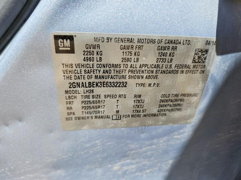 2014 Chevrolet Equinox მანქანა იყიდება აუქციონზე, vin: 2GNALBEK3E6332232, აუქციონის ნომერი: 59380896