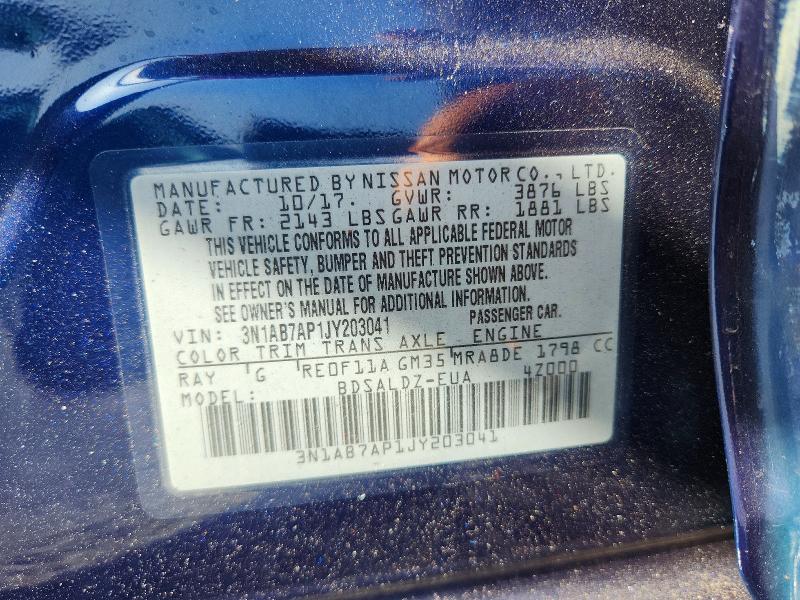 Продаж на аукціоні авто 2018 Nissan Sentra, vin: 3N1AB7AP1JY203041, номер лоту: 60776446