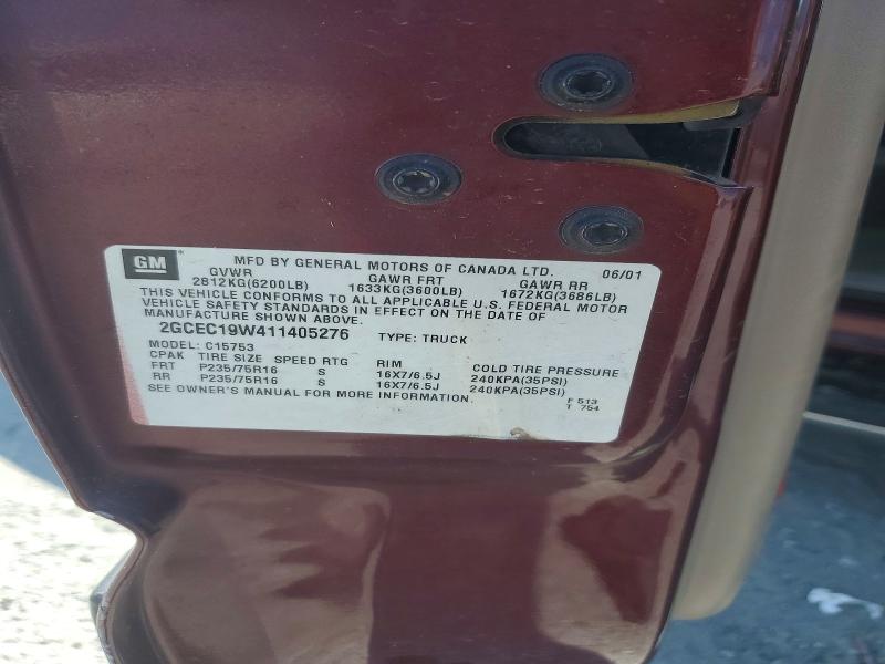 2001 Chevrolet Silverado მანქანა იყიდება აუქციონზე, vin: 2GCEC19W411405276, აუქციონის ნომერი: 60989836