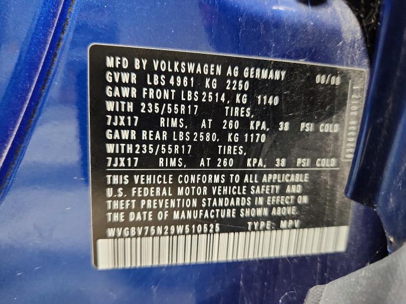 Auction sale of the 2009 Volkswagen Tiguan, vin: WVGBV75N29W510525, lot number: 59354006