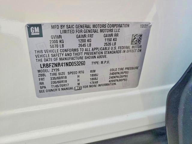 62349546 :رقم المزاد ، LRBFZNR41ND053260 vin ، 2022 Buick Envision مزاد بيع