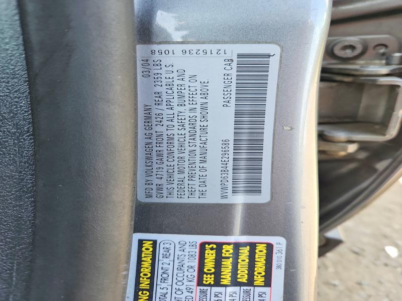 Aukcja sprzedaży 2004 Volkswagen Passat, vin: WVWPD63B44E296586, numer aukcji: 61941206