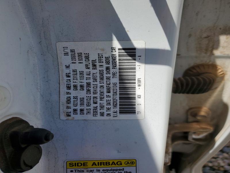 60204796 :رقم المزاد ، 1HGCR2F77DA231045 vin ، 2013 Honda Accord مزاد بيع