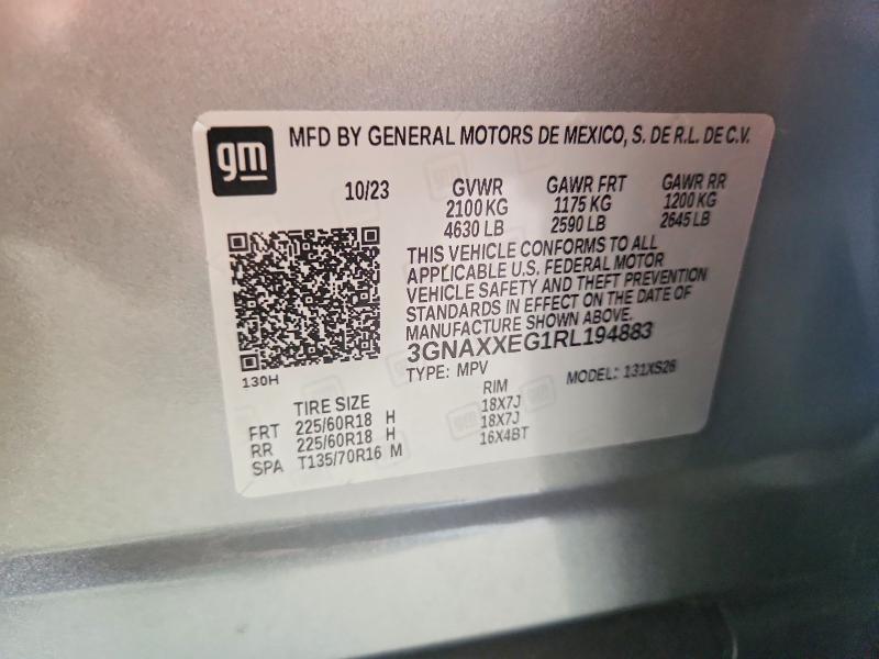 Aukcja sprzedaży 2024 Chevrolet Equinox, vin: 3GNAXXEG1RL194883, numer aukcji: 61402866