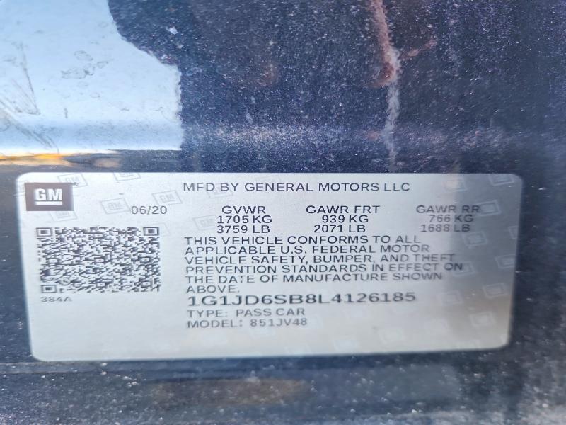 Aukcja sprzedaży 2020 Chevrolet Sonic, vin: 1G1JD6SB8L4126185, numer aukcji: 60473506