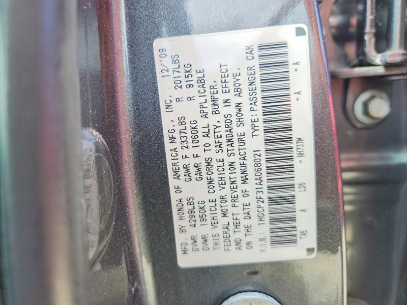 2010 Honda Accord მანქანა იყიდება აუქციონზე, vin: 1HGCP2F31AA068021, აუქციონის ნომერი: 59678436