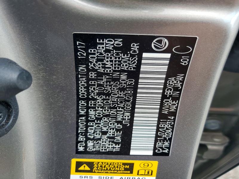 60742946 :رقم المزاد ، JTHBW1GGXJ2181130 vin ، 2018 Lexus Es مزاد بيع