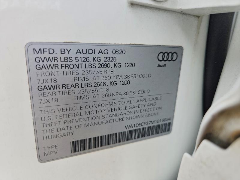 Aukcja sprzedaży 2021 Audi Q3, vin: WA1DECF37M1016034, numer aukcji: 61082886