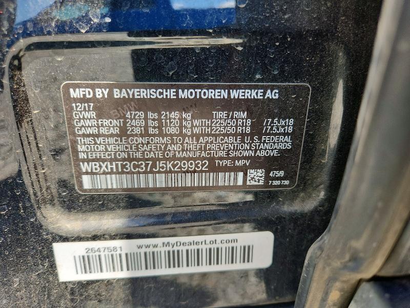 61059186 :رقم المزاد ، WBXHT3C37J5K29932 vin ، 2018 Bmw X1 مزاد بيع