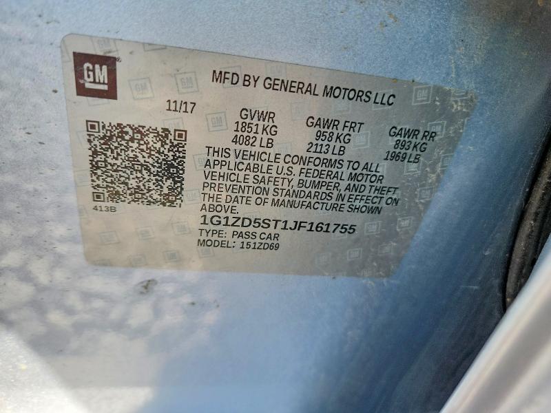 Продажа на аукционе авто 2018 Chevrolet Malibu, vin: 1G1ZD5ST1JF161755, номер лота: 60704186